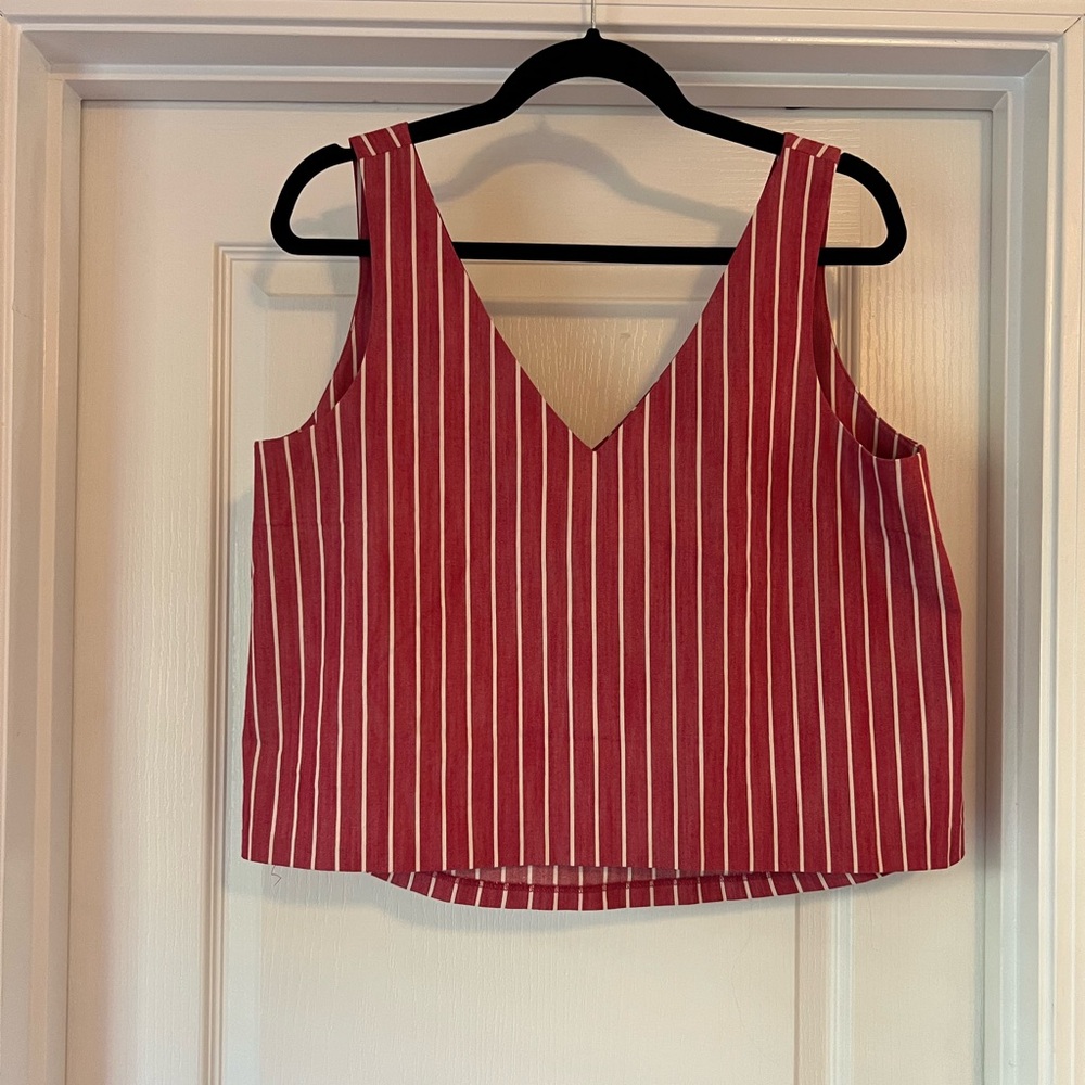 Club Monaco Red Striped Crop Top